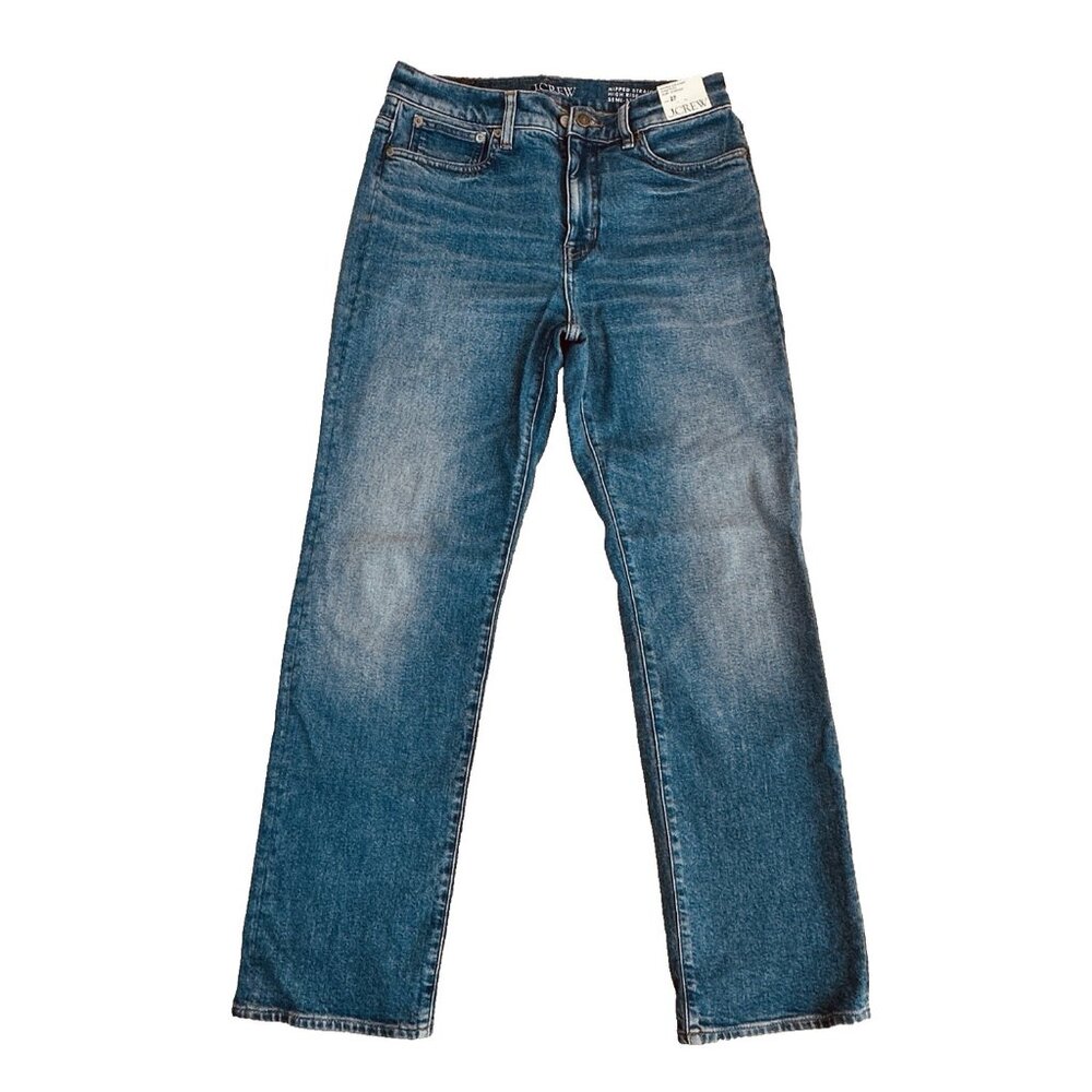 J.Crew Womens Hipped Straight Jean 27 High Rise Stretch Denim Classic NWT $158 - Picture 2 of 11